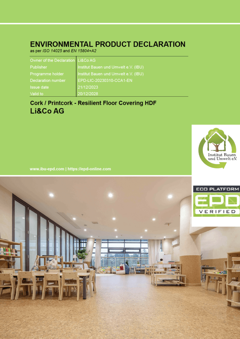 EPD Cork Printcork – Resilient Floor Covering HDF